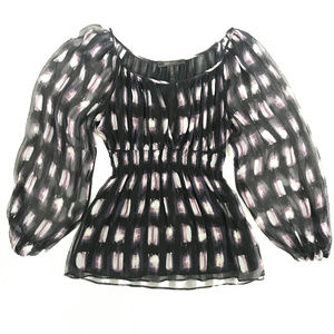 bcbgmaxazria silk organza key hole peasant top